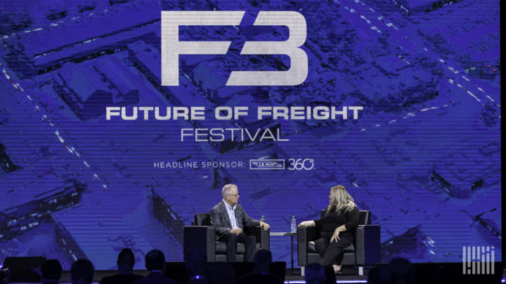 Chuck Price speaking with FreghtWave's Grace Sharkey at the F3: Future of Freight Festival.